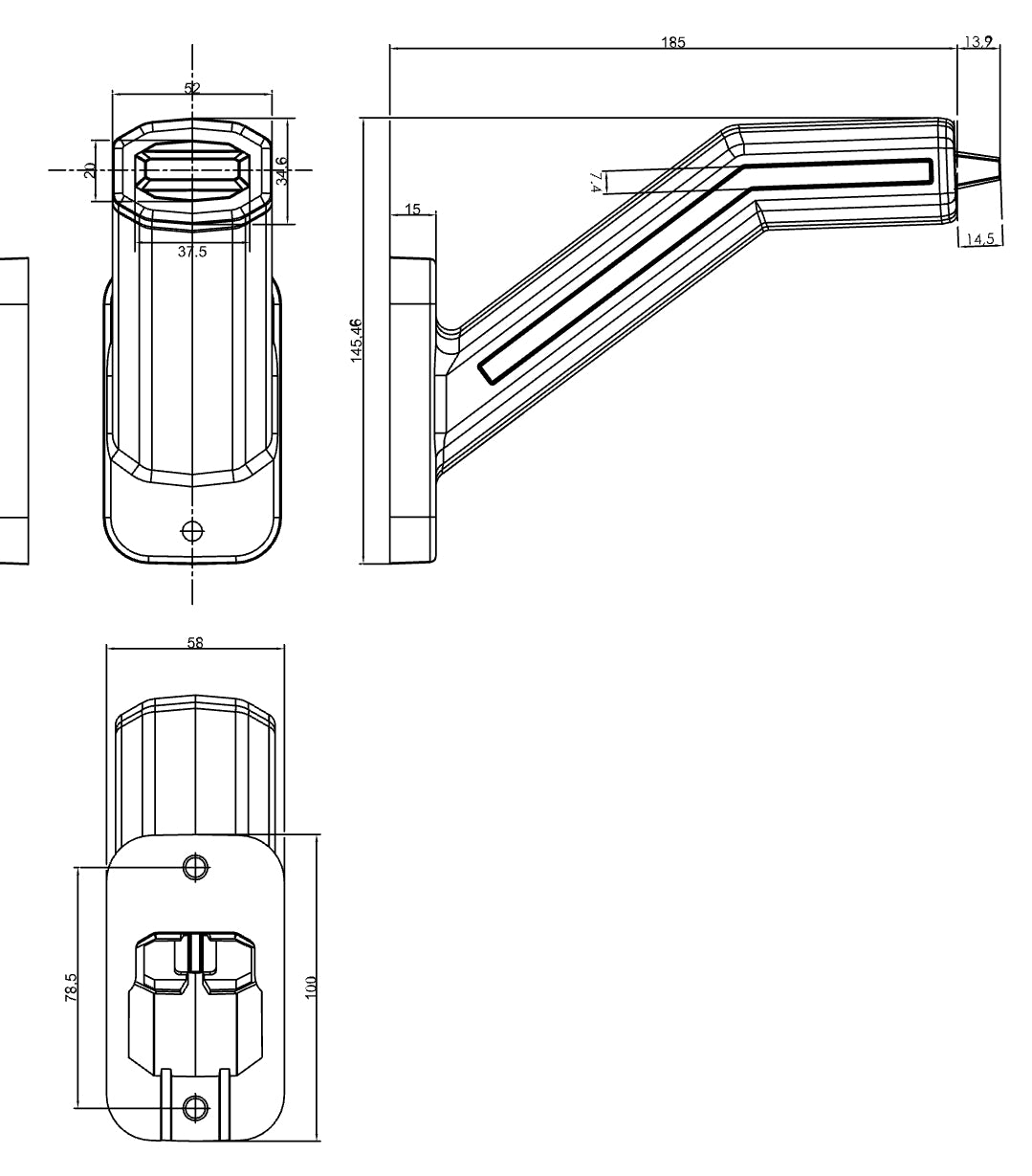 WAŚ BLACK Range Outline Marker (Pair) Dynamic Indiactor. 2070DD