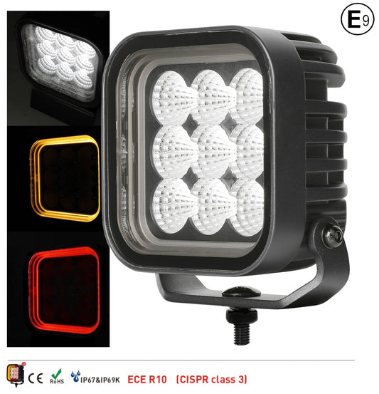 64W LED Halogen White, Diffused light with yellow and red DRL light 12V-24V Art. No.: HAL556