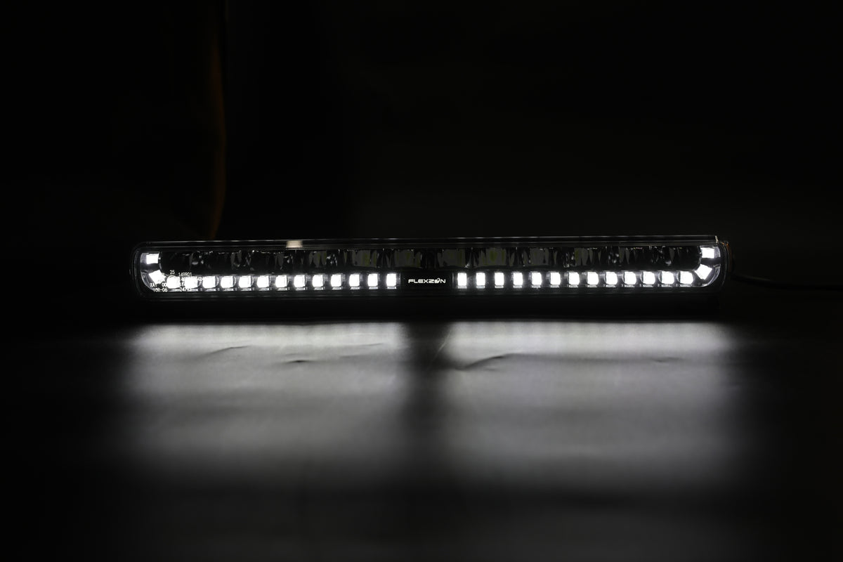 LED Bar Flexzon SHARK-LITE BOOST 47 cm, 125W, 11000 lm, white/orange DRL, emergency flash light with 4 modes