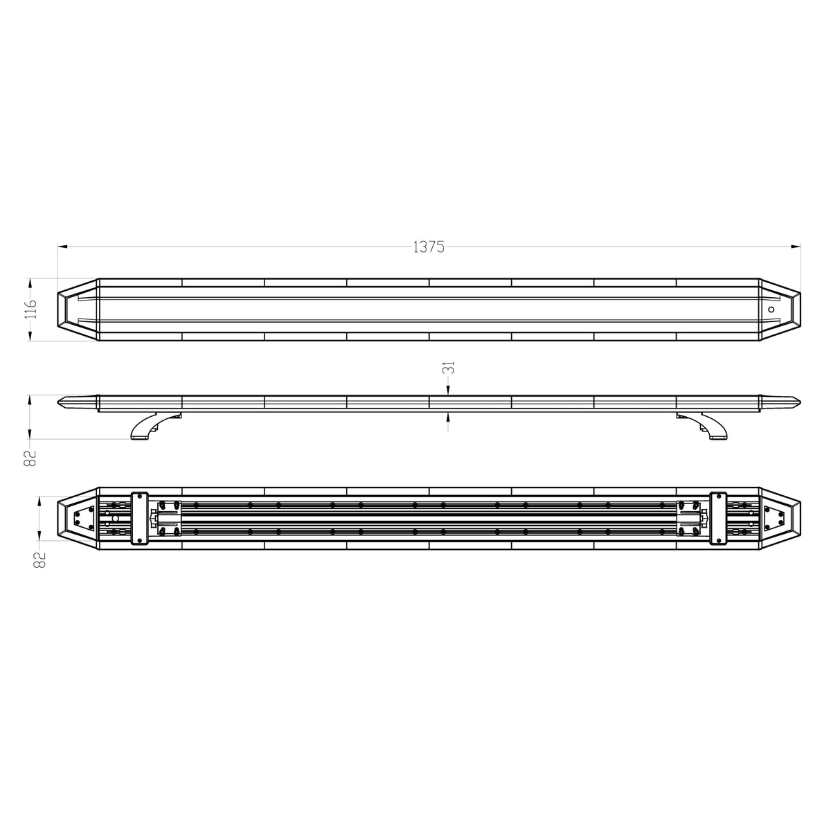Ultra Slim Beacon Bar 12v 24v Auto dim sensor. 2 options 1200mm / 1370mm