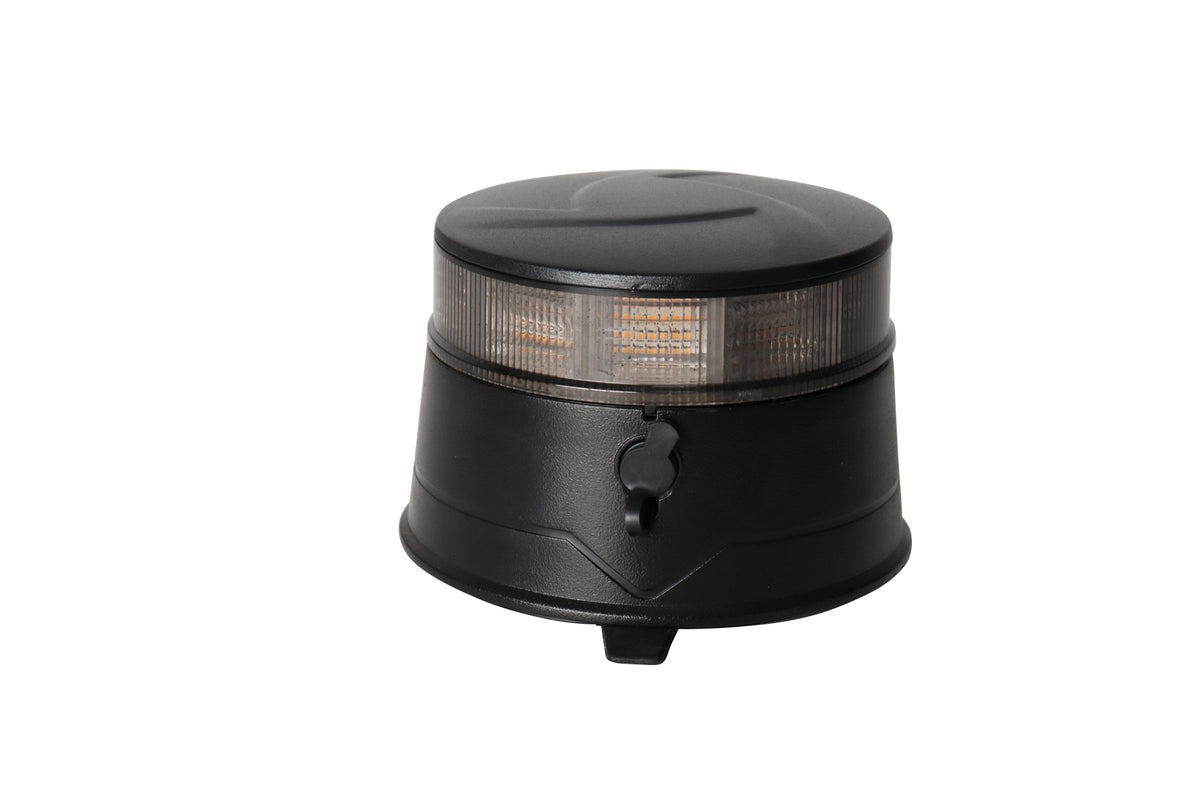 Orange LED emergency light with smoked housing, 36 LED, 19W, 7 modes, remote control, built-in battery, magnet and suction cup, E-Mark E9, ECE R10, IP67, 12–24V
