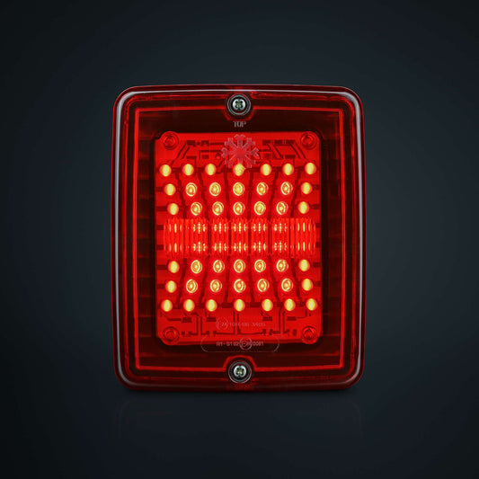IZE LED TAIL/BRAKE LIGHT RED LENS SQUARE 24V | 2,5m Cable  SKU: 800110