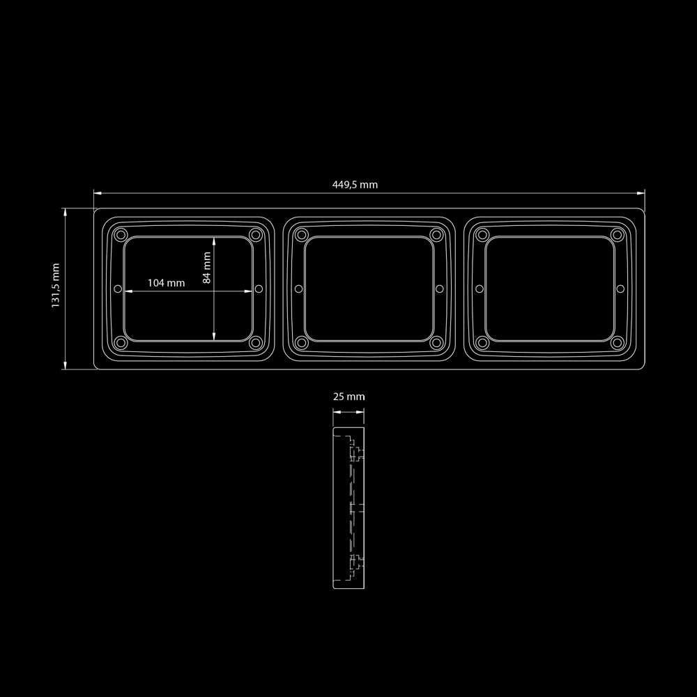 IZE LED FRAME 3XSQUARE Fits: IZE LED / FOR9T series square tail lights  SKU: 800638