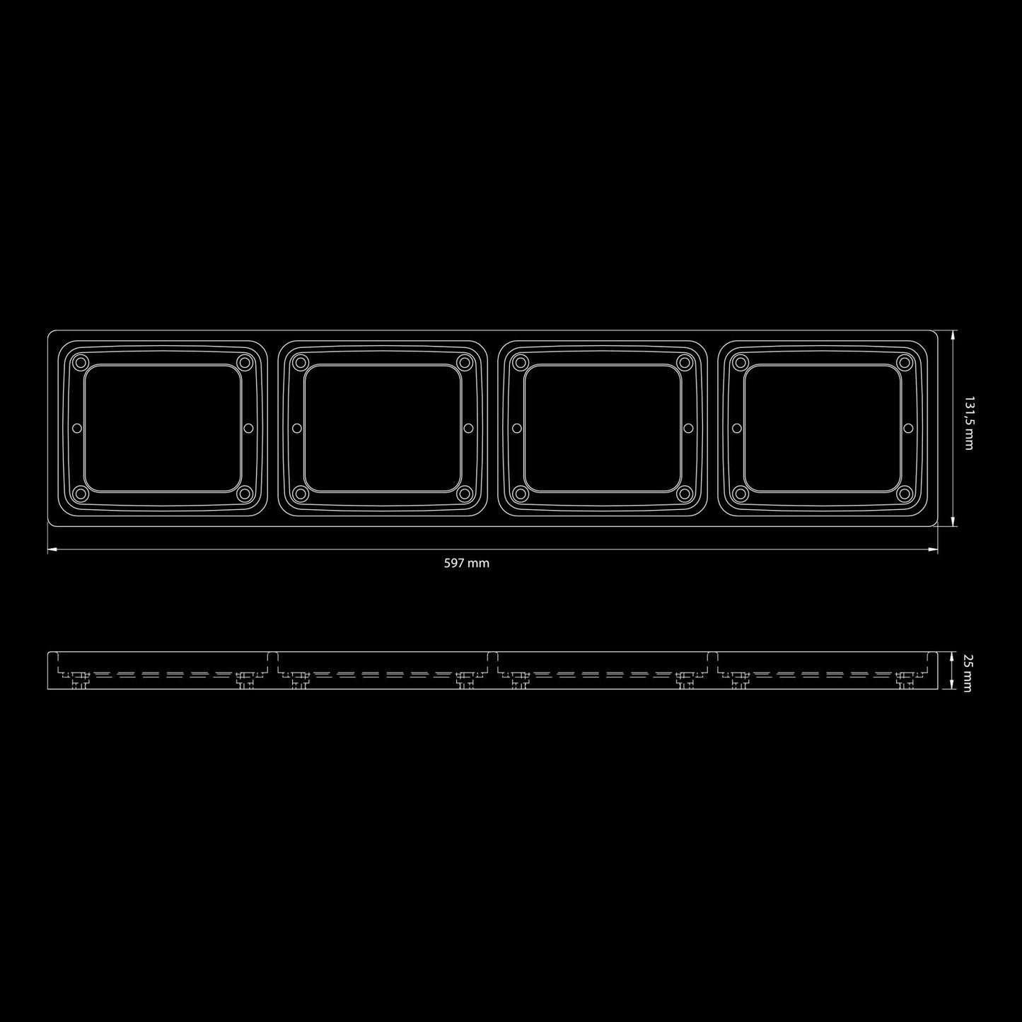 IZE LED FRAME 4XSQUARE Fits: IZE LED / FOR9T series square tail lights  SKU: 800639