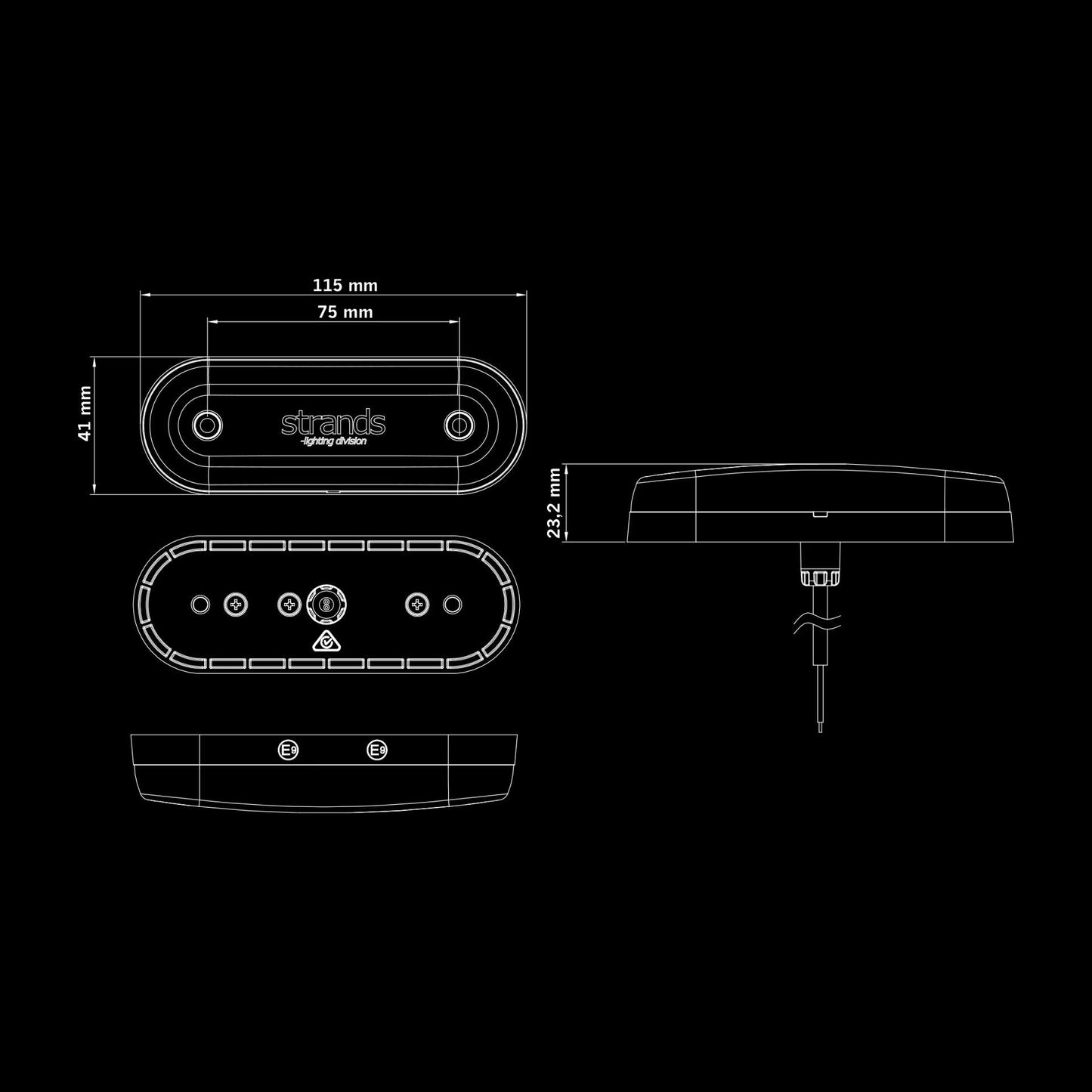 FOR9T GRAVITY POSITION LIGHT 10-40V | 2,5m Cable | CC:75 3 OPTIONS