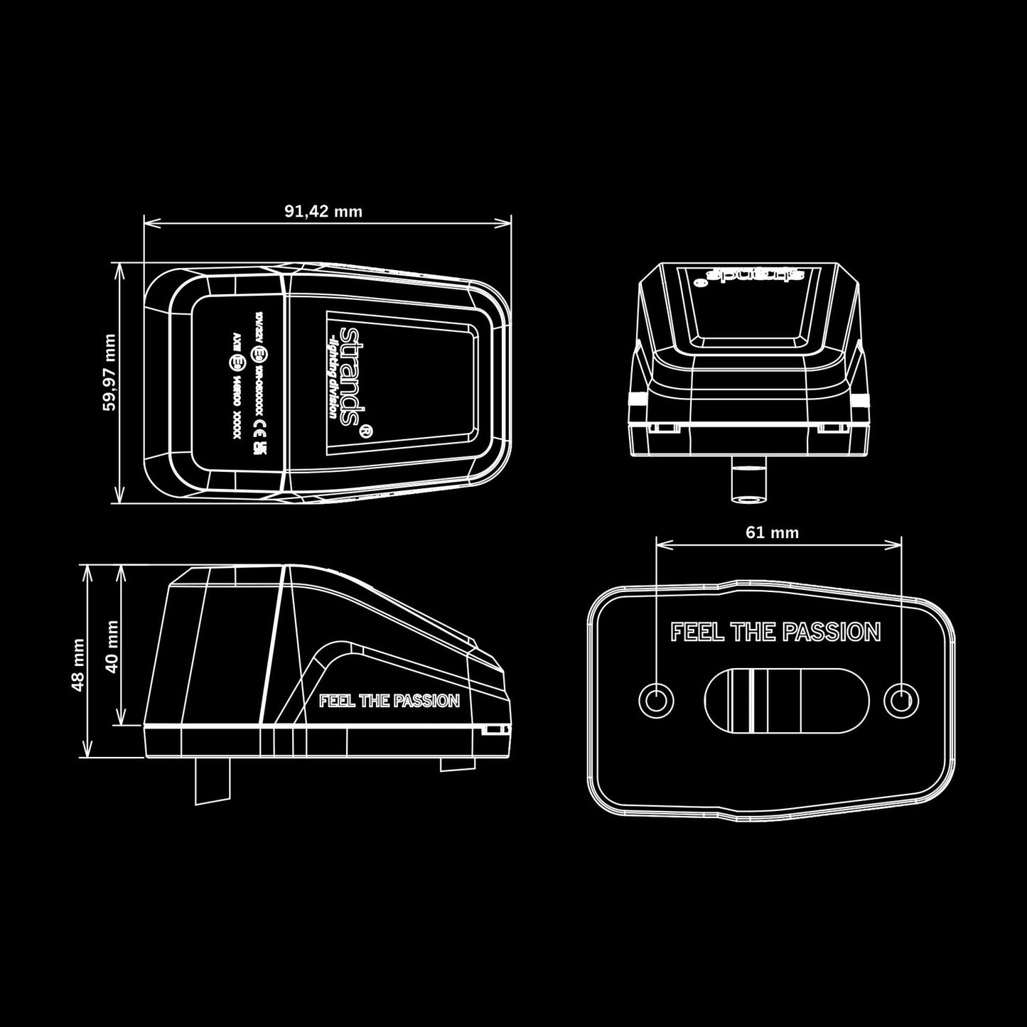 IZE LED ROOF LIGHT DUO FUNCTION White/Amber Pos. | Warning light | Dark lens