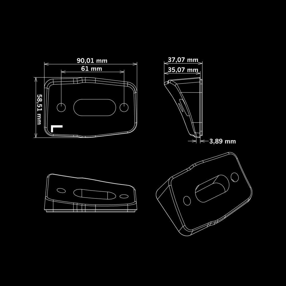 IZE LED ROOF LIGHT MOUNTING BRACKETS R/L Right/Left angle | Silicon | Fits to 903021  SKU: 903022