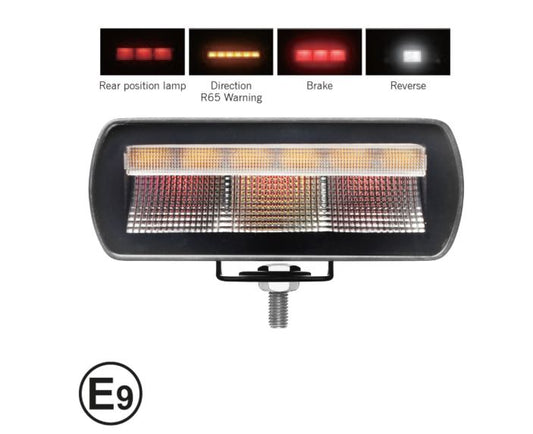 Multifunctional LED marker / turn signal / reverse /  stop/ emergency flash light with 4 functions, IP67/69K, 12–24V
