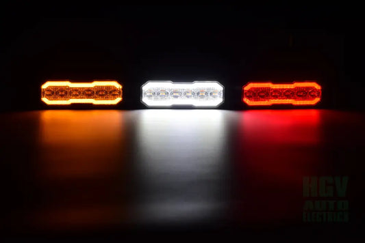 HGV Auto. CAT’S EYE HALO. SMOKE LENS. Amber Red White Halo with Amber Strobe.