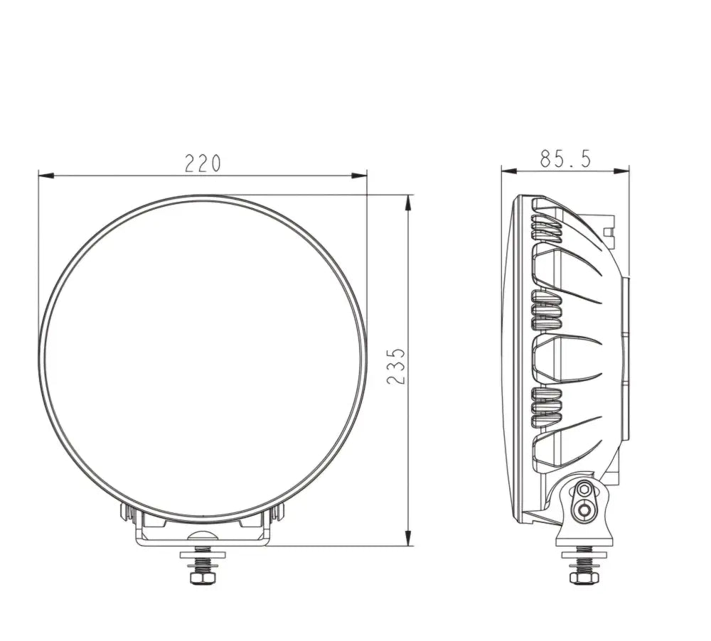 HGV Auto. CROSSFIRE. 9’’ Round LED Driving Lamp. 14500 Lumens. DYNAMIC POWER UP FUNCTION Driving Light