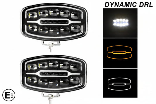 9" Oval Dynamic White Amber DRL 10v-30v