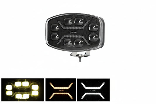 LED Halogen Headlight DRL white/yellow high beam light - Smoked - 12-24V