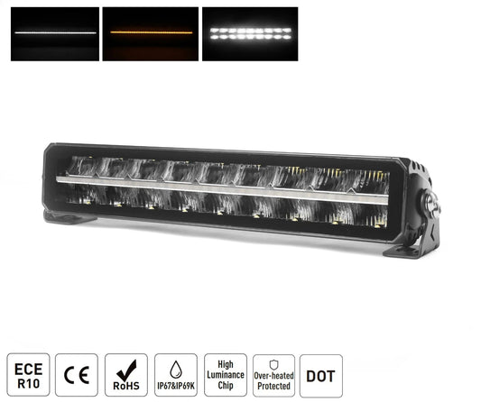 17 Inch 12V - 24V Led Bar. Piano. White and Orange DRL New Generation 9000LM