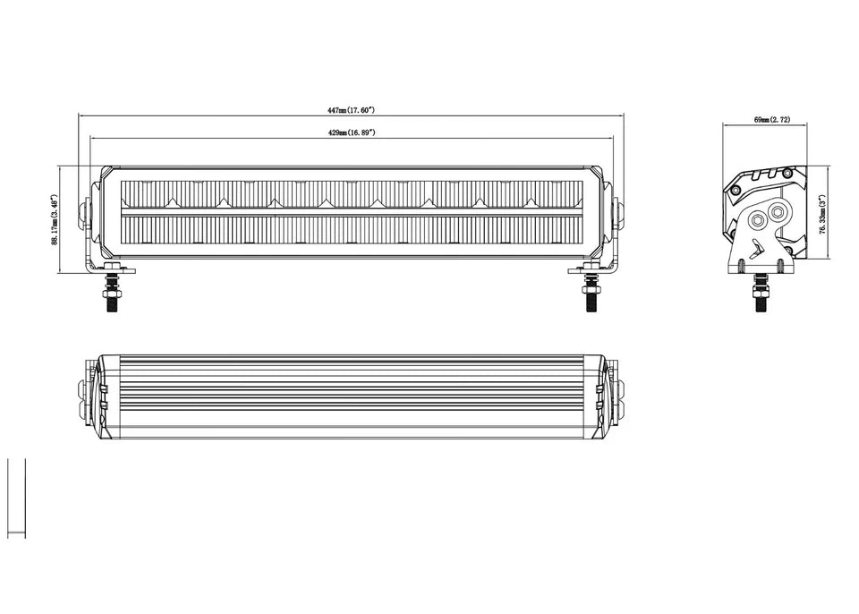 17 Inch 12V - 24V Led Bar. Piano. White and Orange DRL New Generation 9000LM