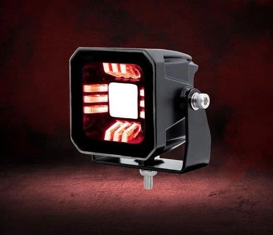 3D CUBE DESIGN COMPACT WORK LAMP RED / AMBER DRL