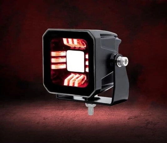 3D CUBE DESIGN COMPACT WORK LAMP RED / AMBER DRL